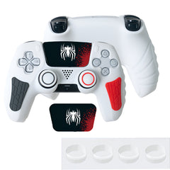 Hicle PS5 Handle Silicone Protective Cover – Non-Slip, Sweat-Proof Soft Rubber Shell with Thumb Grips (Spiderman White)