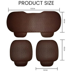 Hicle Premium Dark Brown Car Seat Cushion Set – 3 Piece Anti-Slip PU Leather Seat Covers for Front & Rear Seats – Universal Fit