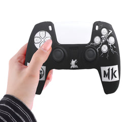 Hicle Mortal Kombat Edition Silicone Cover for PS5 Controller – Black Anti-Slip Soft Protective Case with Lightning Design and MK Logos