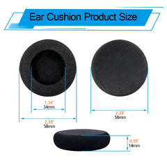 Hicle 60mm Round Foam Ear Pads – Compatible with Sony MDR-V6, MDR-7506, and Similar On-Ear Headphones (1 Pair, Black)