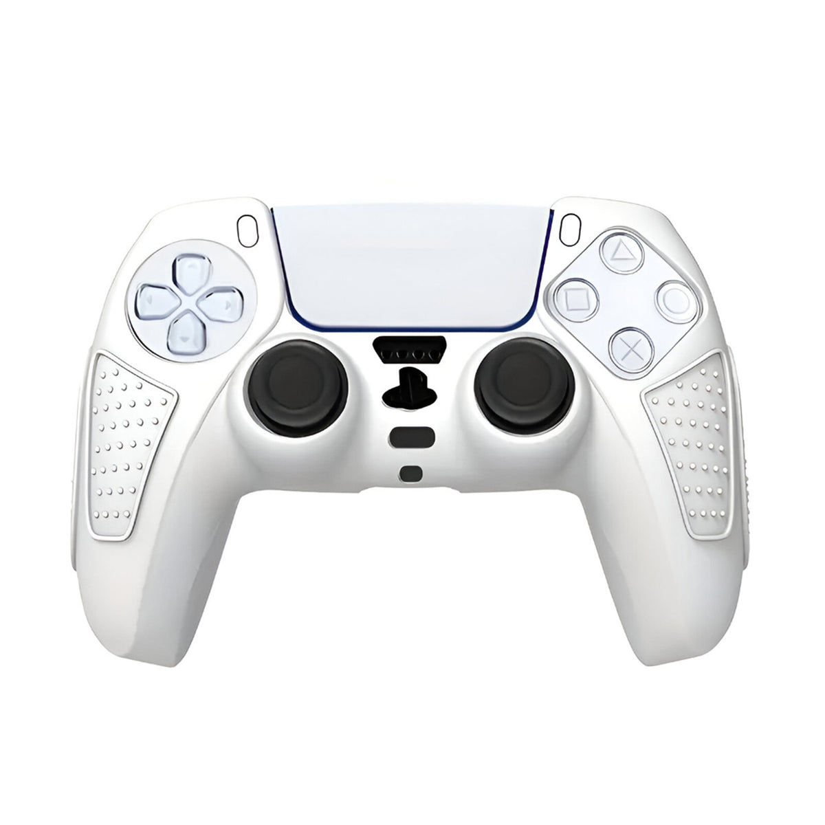 Hicle White Silicone Cover for PS5 Controller with Anti-Slip Textured Grip and 2 Thumb Grips – Soft Protective Case for DualSense Gamepad
