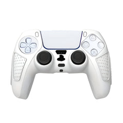 Hicle White Silicone Cover for PS5 Controller with Anti-Slip Textured Grip and 2 Thumb Grips – Soft Protective Case for DualSense Gamepad