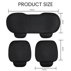Hicle Premium Black Car Seat Cushion Set – 3 Piece PU Leather Anti-Slip Seat Covers for Front & Rear Seats – Universal Fit