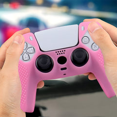 Hicle Silicone Grip Cover for PS5 Controller – Anti-Slip Dotted Texture Protective Sleeve (Pink)