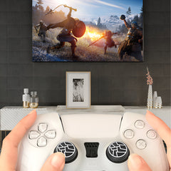 Hicle Anti-Slip Joystick Cap for PS5, PS4 & Xbox Controllers – 3D Silicone Thumb Grip Cover (Pack of 2, Black+white)