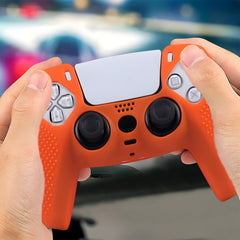 Hicle Silicone Grip Cover for PS5 Controller – Anti-Slip Dotted Texture Protective Sleeve (Orange)