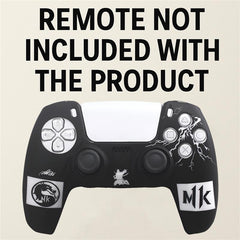 Hicle Mortal Kombat Edition Silicone Cover for PS5 Controller – Black Anti-Slip Soft Protective Case with Lightning Design and MK Logos