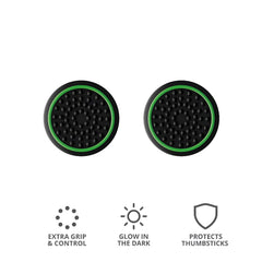 Hicle PS Joystick Luminous Silicone Thumb Grip Caps – Black with Green Ring