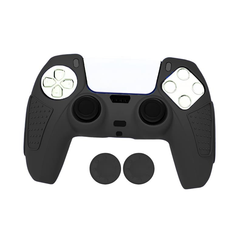 Hicle Black Silicone Cover for PS5 Controller with Anti-Slip Grip and 2 Thumb Grips – Soft Rubber Protective Case for DualSense Gamepad