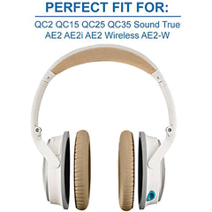 Hicle Headphones EarPads Cushions Replacement - Compatible with Bose QuietComfort 15 QC15 QC25 QC2 QC35/ Ae2 Ae2i Ae2w SoundTrue & SoundLink (Around-Ear Series Only)-Khakhi-BlueFont Over The Ear Headphone Cushion  (Pack of 2, Khakhi, Blue)