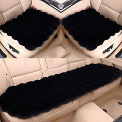 Hicle Winter Car Seat Cushion 3-Piece Set – Black Plush Bubble Design, Warm Velvet Square Pads for Front & Rear Seats