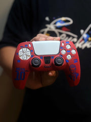 Hicle Messi Edition Silicone Protective Cover for PS5 Controller – Anti-Slip Red Soft Grip with Engraved Football Graphic and Jersey Number Design