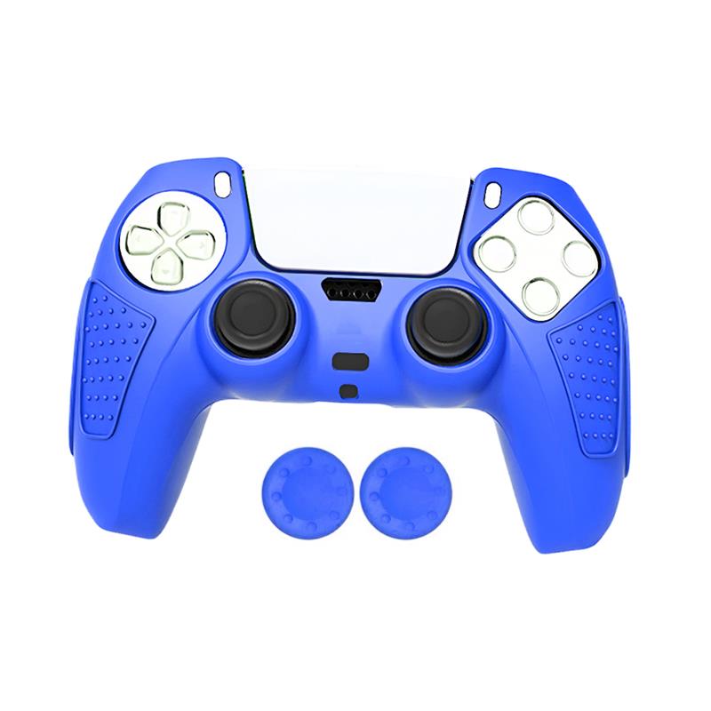 Hicle Blue Silicone Cover for PS5 Controller with Anti-Slip Grip and 2 Thumb Grips – Soft Rubber Protective Case for DualSense Gamepad